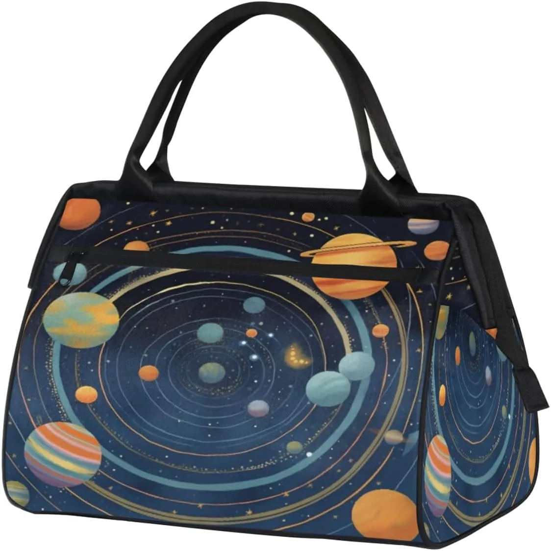 Cosmic Space Galaxy Planet Gym Bag for Women Men, Travel Sports Duffel Bag with Trolley Sleeve, Waterproof Sports Gym Bag Weekender Overnight Bag Carry On Tote Bag for Travel Gym Sport
