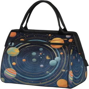 Cosmic Space Galaxy Planet Gym Bag for Women Men, Travel Sports Duffel Bag with Trolley Sleeve, Waterproof Sports Gym Bag Weekender Overnight Bag Carry On Tote Bag for Travel Gym Sport