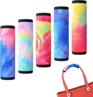 Cosmos 5 Pcs Neoprene Luggage Handle Wrap Beach Bag Tote Handle Grip Luggage Identifier Detachable Handle Covers for Travel Bag Luggage Suitcase Beach Tote Bag (Paint Pattern (5 Pcs - Large))