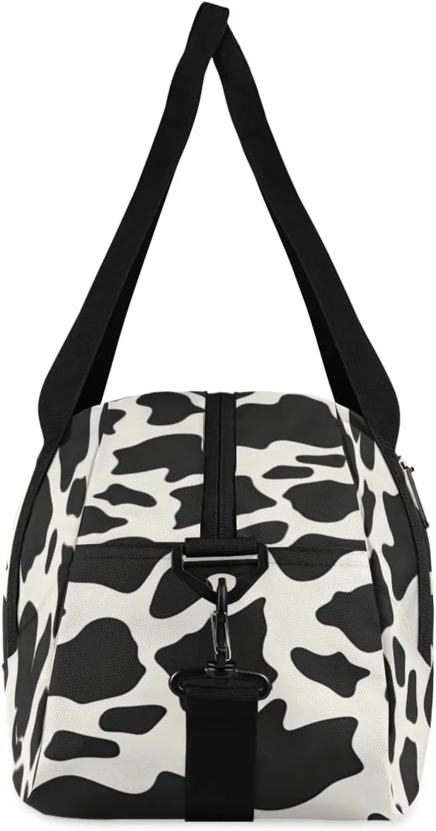 Cow Skin White Black Kids Duffle Bag Boys Girls Small Sport Dance Gym Bag for Overnight Travel Weekender Carry On