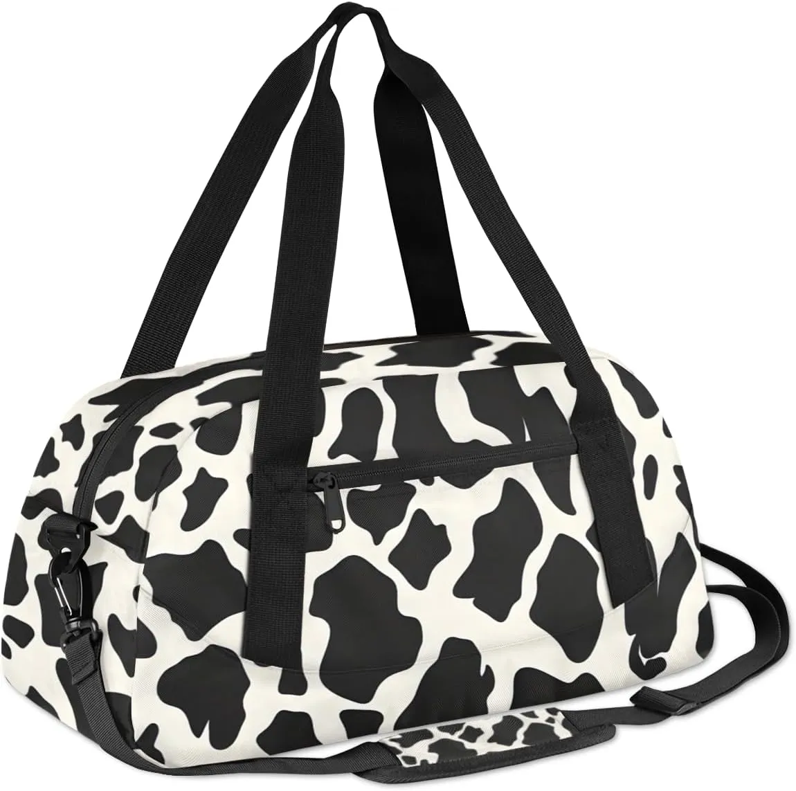 Cow Skin White Black Kids Duffle Bag Boys Girls Small Sport Dance Gym Bag for Overnight Travel Weekender Carry On