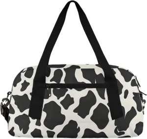 Cow Skin White Black Kids Duffle Bag Boys Girls Small Sport Dance Gym Bag for Overnight Travel Weekender Carry On