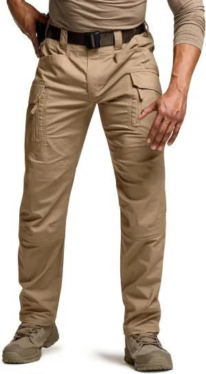 CQR Men's Flex Stretch Tactical Pants, Water Resistant Ripstop Cargo Pants, Lightweight EDC Outdoor Work Hiking Pants