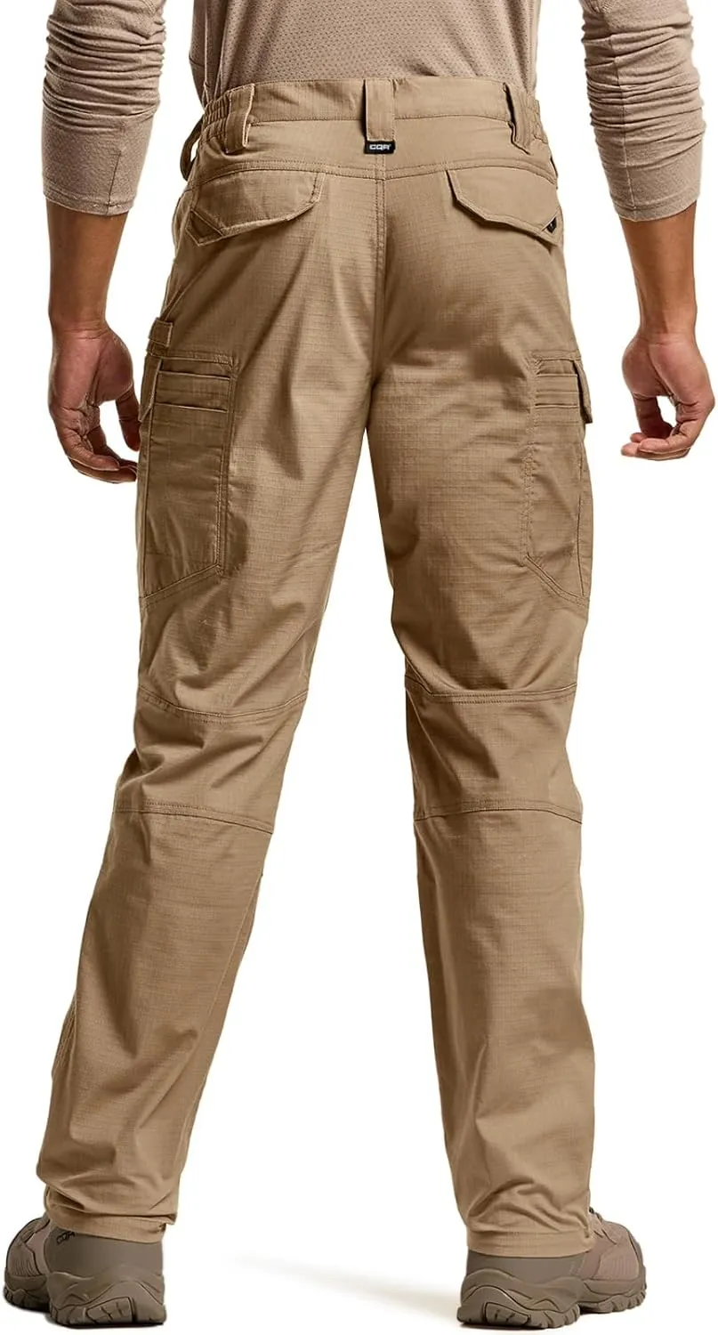 CQR Men's Flex Stretch Tactical Pants, Water Resistant Ripstop Cargo Pants, Lightweight EDC Outdoor Work Hiking Pants