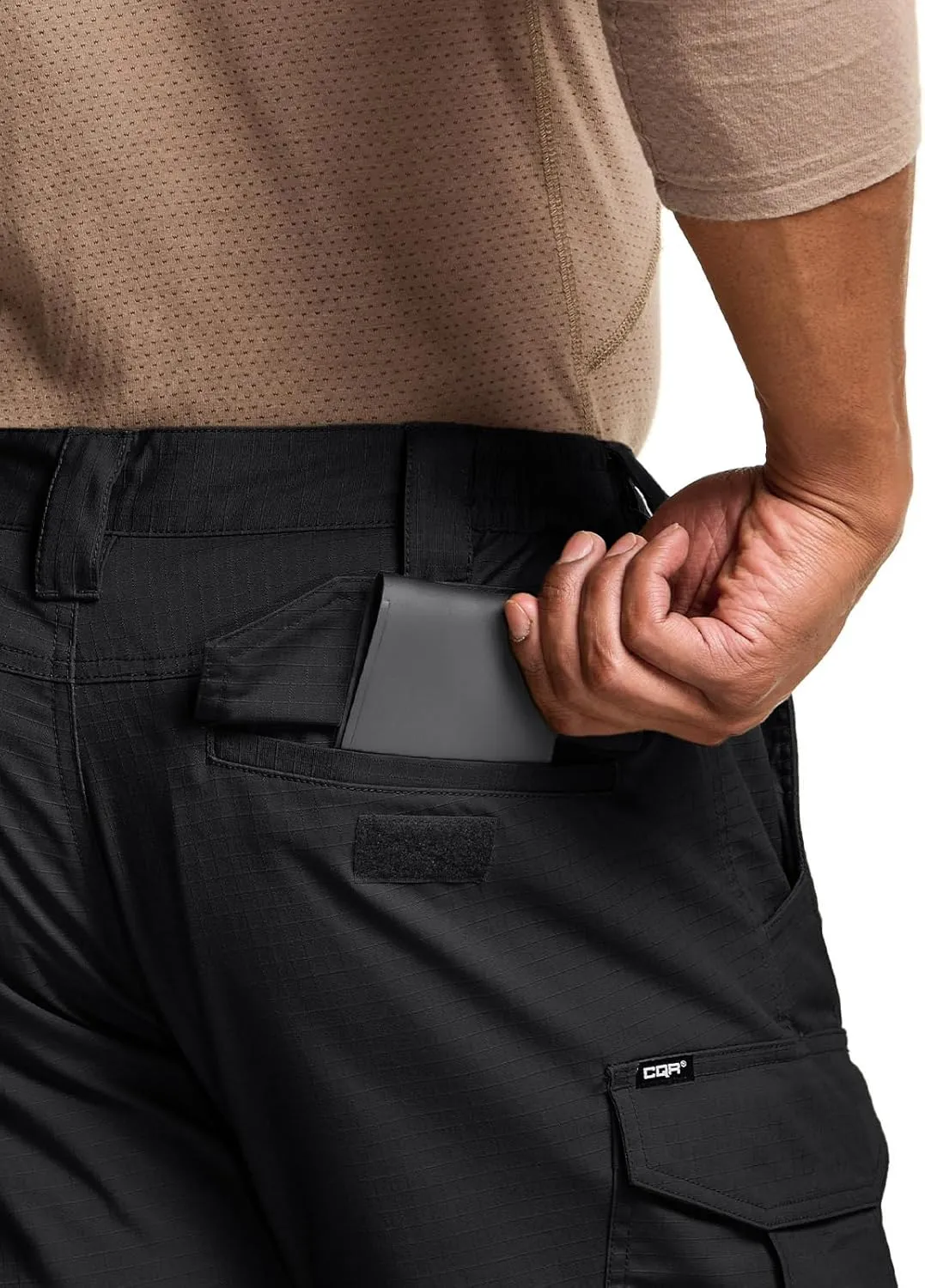 CQR Men's Flex Stretch Tactical Pants, Water Resistant Ripstop Cargo Pants, Lightweight EDC Outdoor Work Hiking Pants