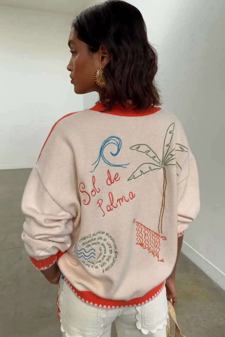 Cream and Red Sol De Palma Calle Cardigan