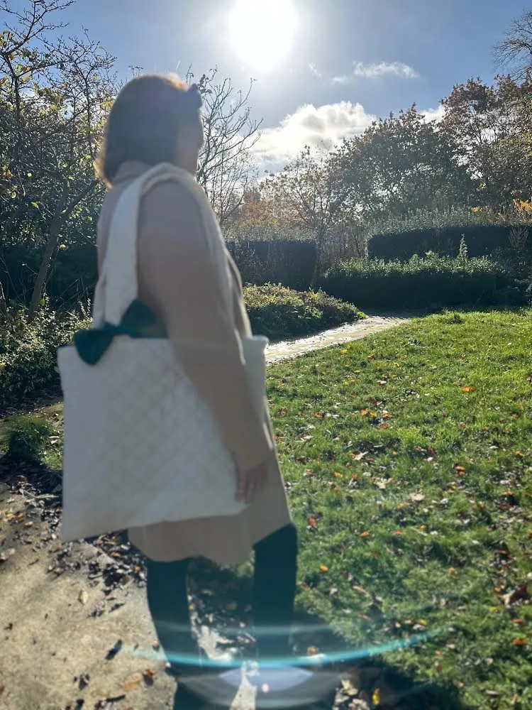 Cream quilt tote bag