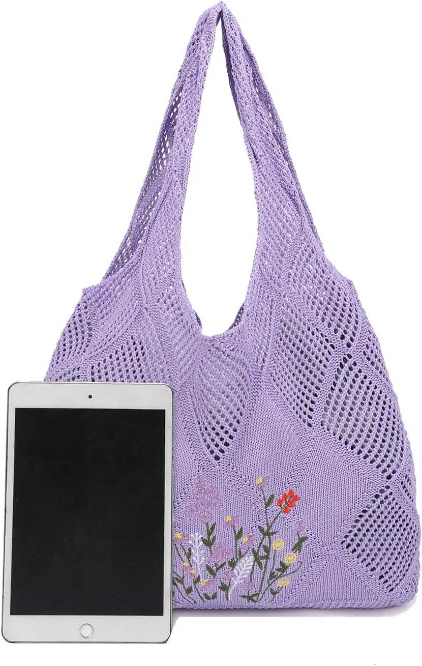 Crochet Mesh Beach Tote Shoulder Handbags Hobo Summer Aesthetic Women's Bag