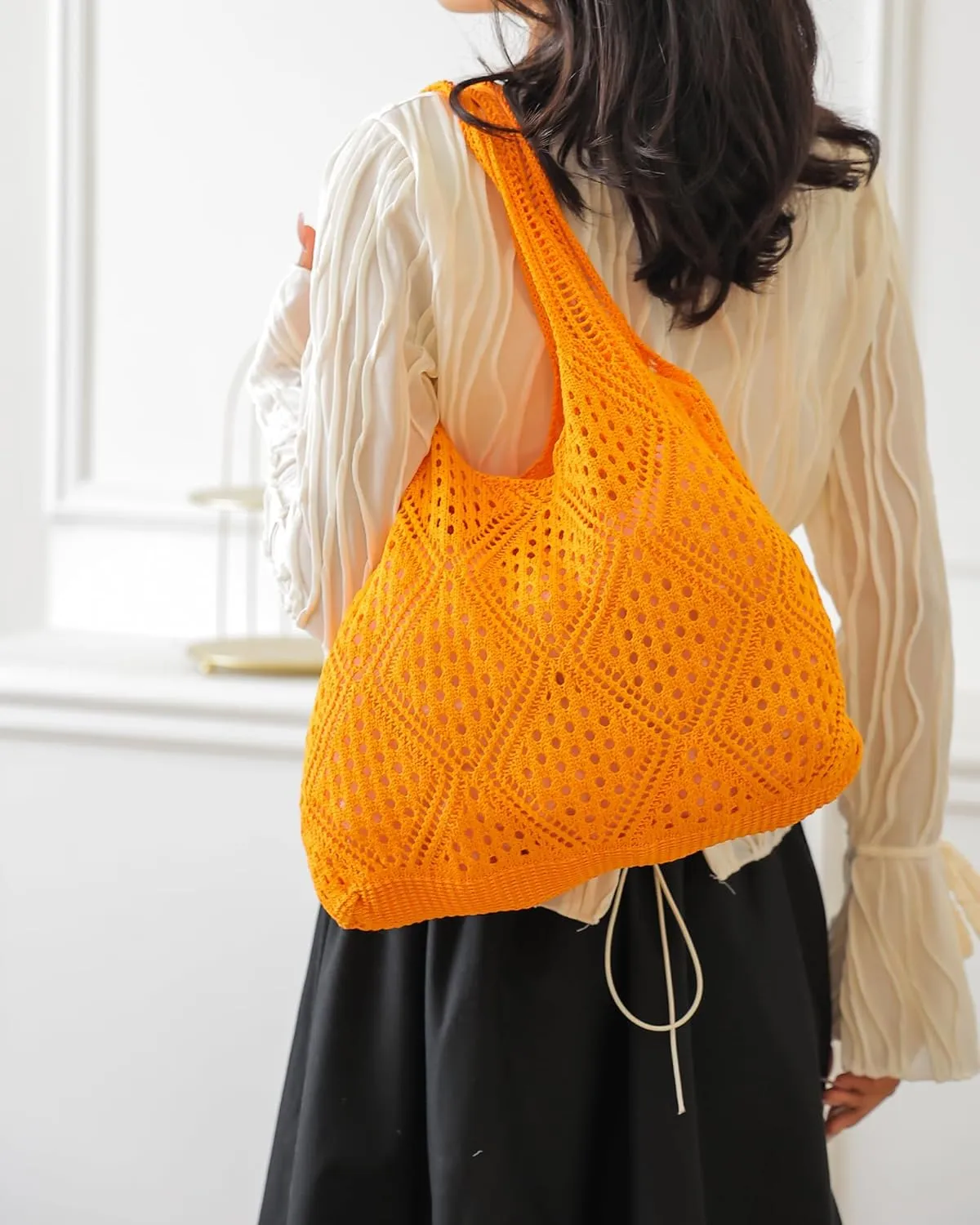 Crochet Mesh Beach Tote Shoulder Handbags Hobo Summer Aesthetic Women's Bag