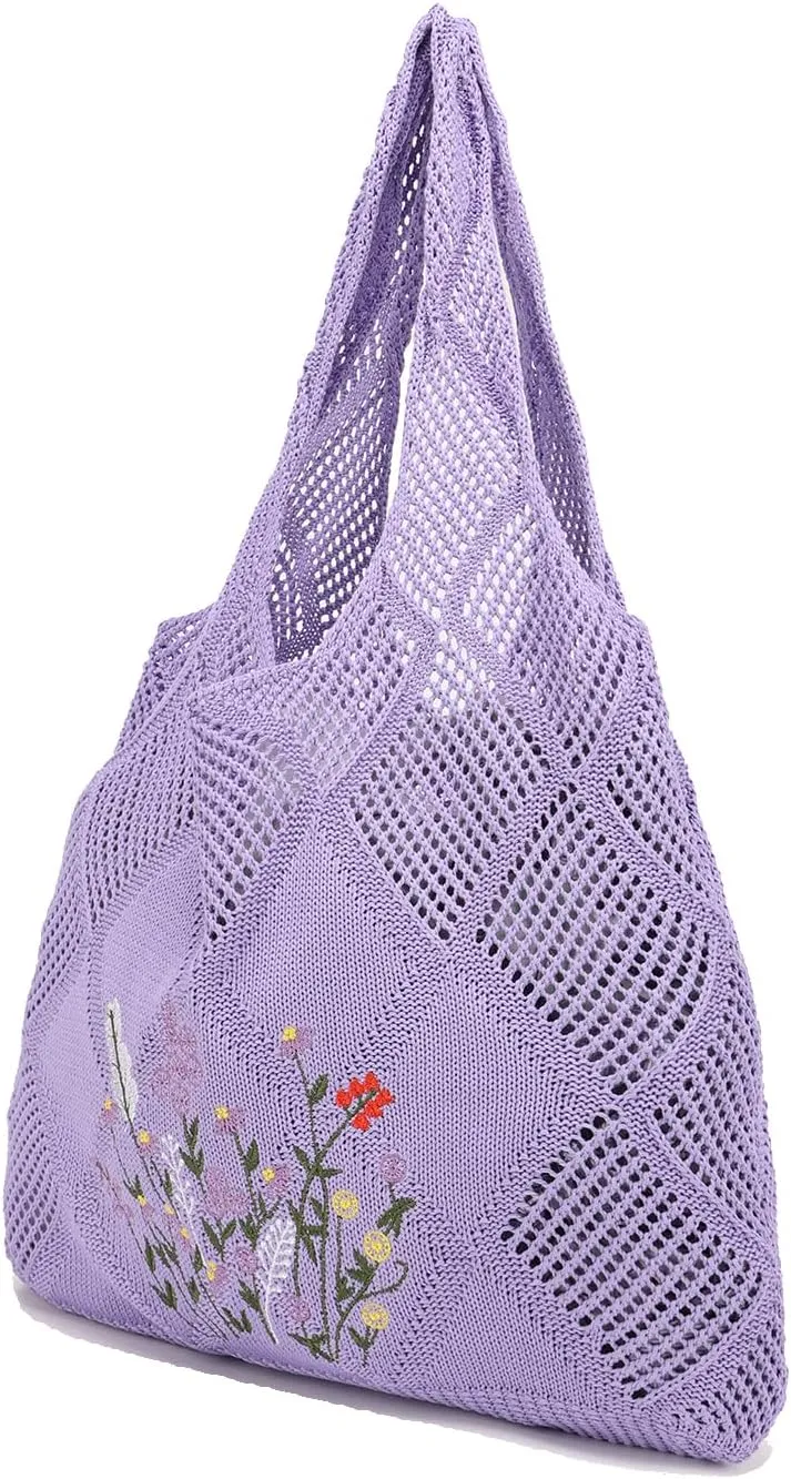 Crochet Mesh Beach Tote Shoulder Handbags Hobo Summer Aesthetic Women's Bag