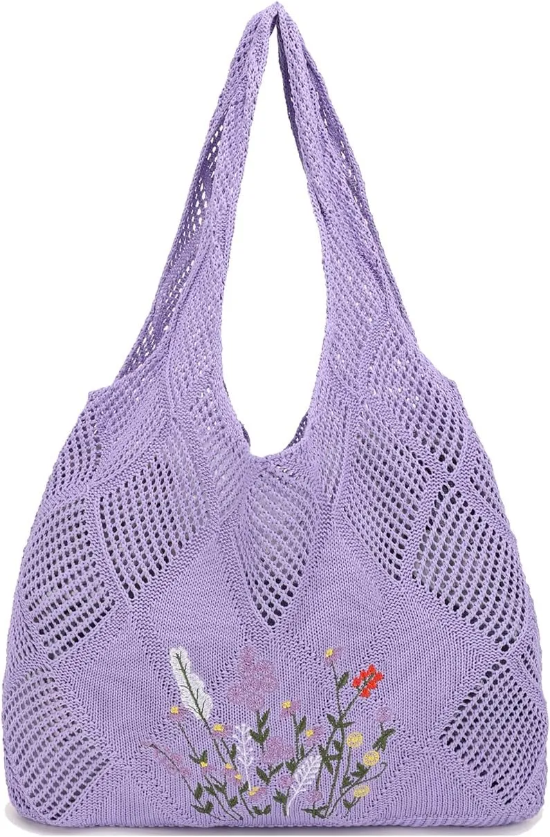 Crochet Mesh Beach Tote Shoulder Handbags Hobo Summer Aesthetic Women's Bag