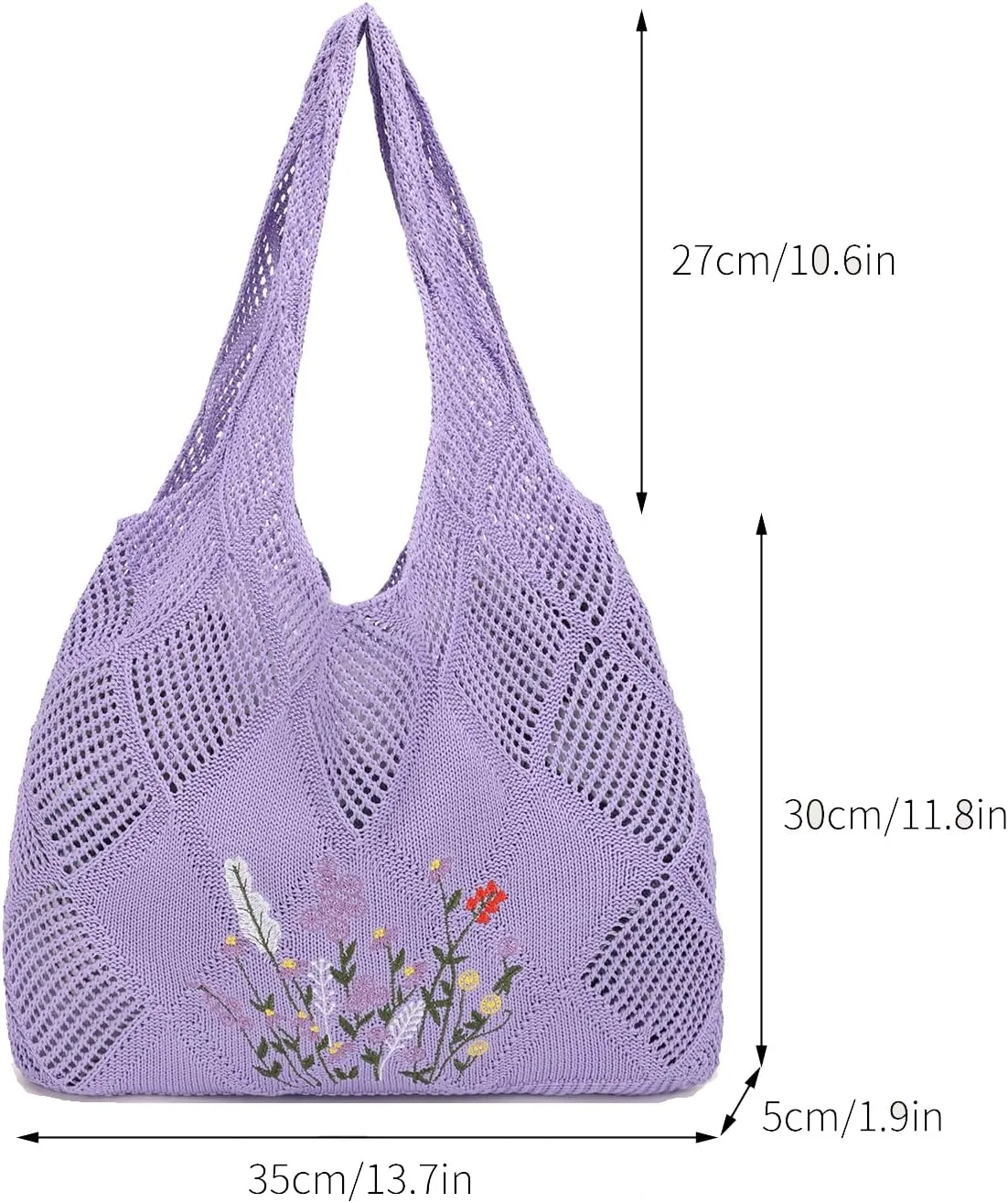 Crochet Mesh Beach Tote Shoulder Handbags Hobo Summer Aesthetic Women's Bag