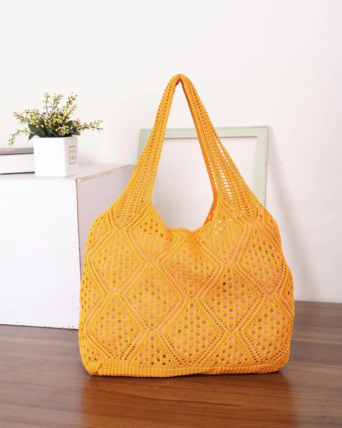 Crochet Mesh Beach Tote Shoulder Handbags Hobo Summer Aesthetic Women's Bag