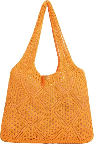 Crochet Mesh Beach Tote Shoulder Handbags Hobo Summer Aesthetic Women's Bag