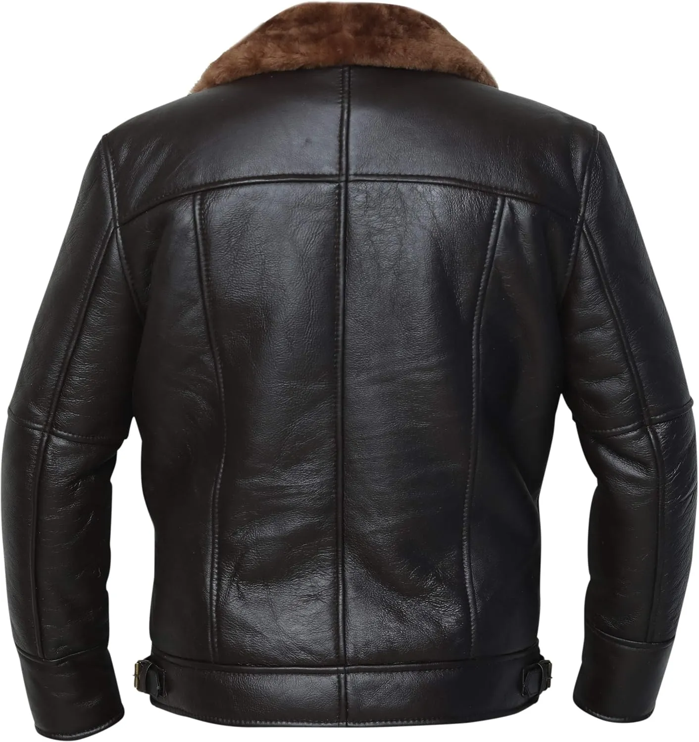 Cross Zip B3 Bomber Aviator Real Shearling Brown Sheepskin Leather Jacket