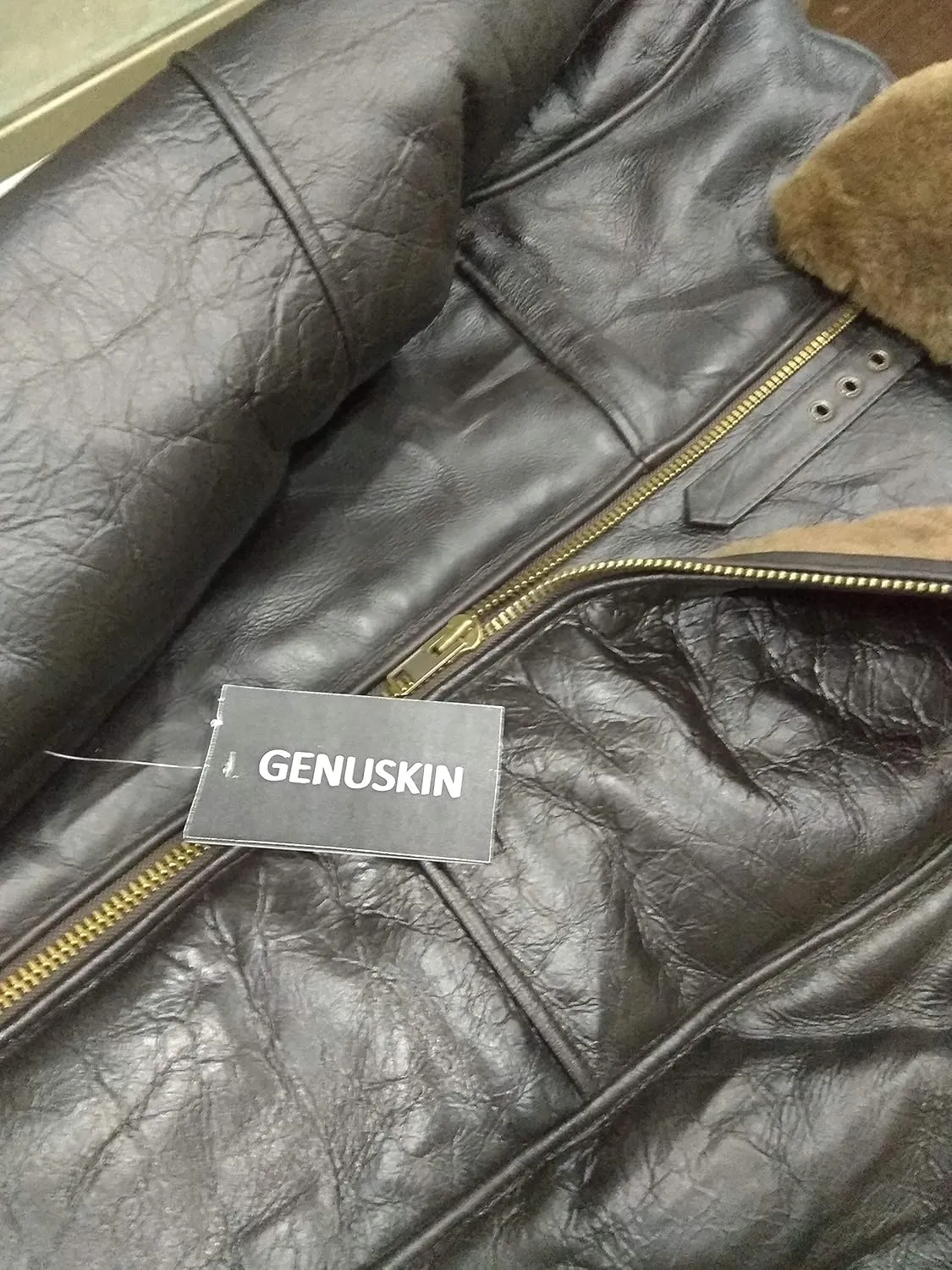 Cross Zip B3 Bomber Aviator Real Shearling Brown Sheepskin Leather Jacket