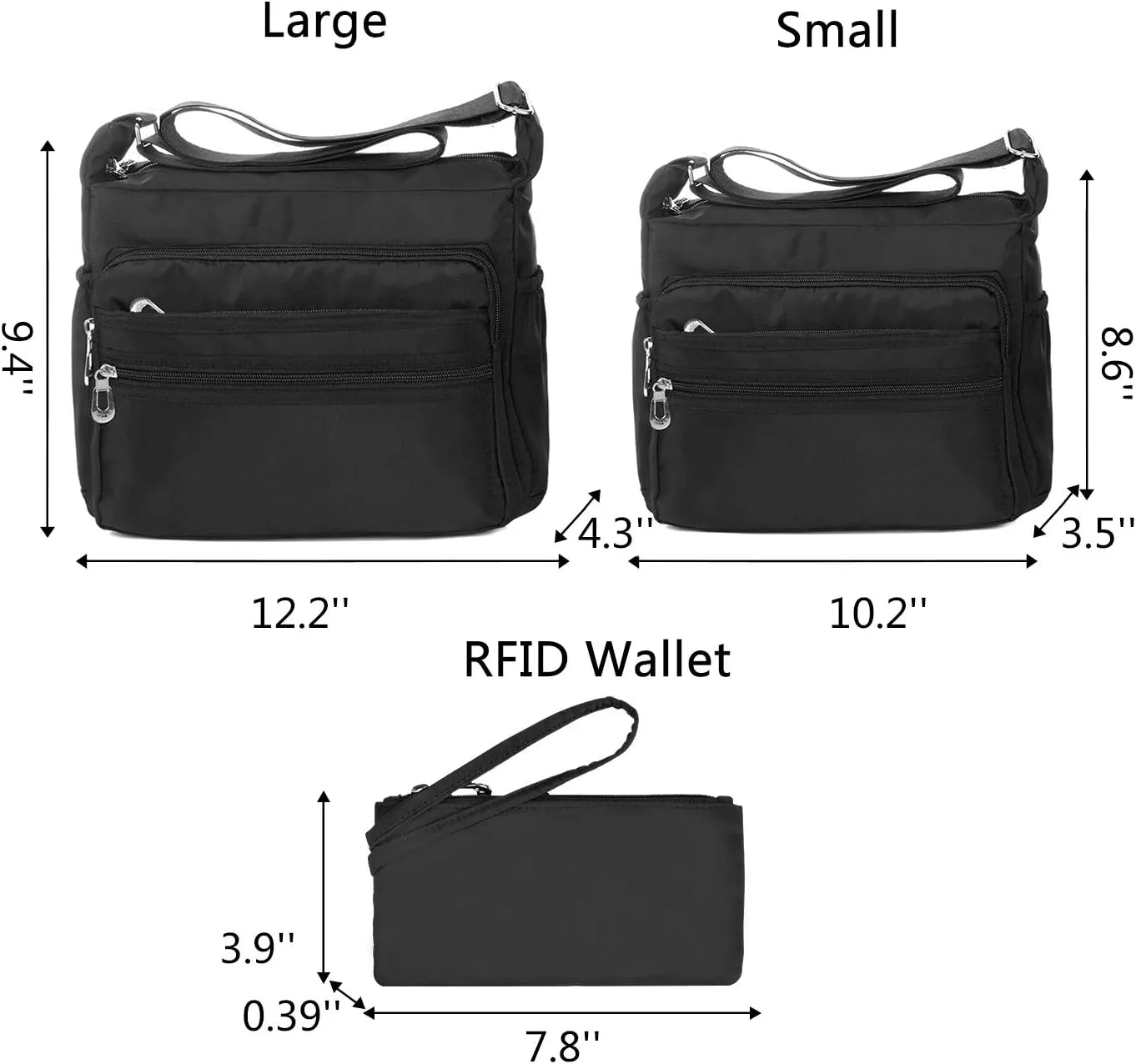 Crossbody Bag for Women Waterproof Shoulder Bag Lightweight Messenger Bag Casual Nylon Purse Handbag with Multi-Pocket