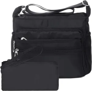 Crossbody Bag for Women Waterproof Shoulder Bag Lightweight Messenger Bag Casual Nylon Purse Handbag with Multi-Pocket