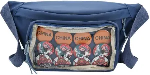 Crossbody Fanny Packs for Women, Ita Bag Sling Bags with Clear Window, Lolita Pocket Chest Purses (Blue)