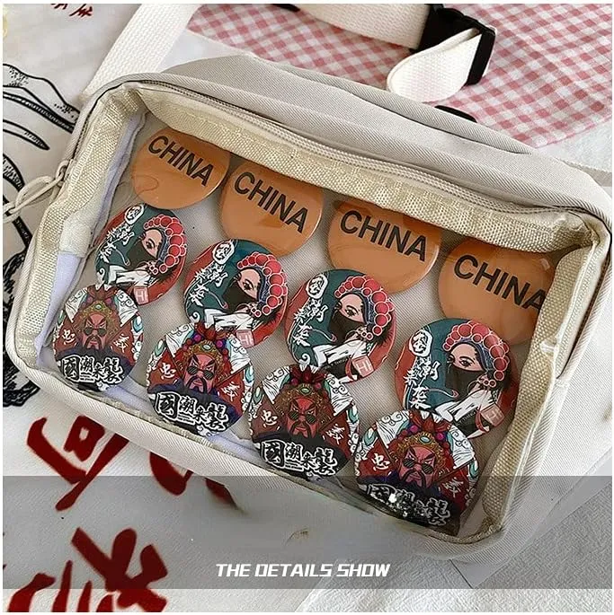 Crossbody Fanny Packs for Women, Ita Bag Sling Bags with Clear Window, Lolita Pocket Chest Purses (Blue)
