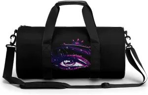 Crown Eye Lashes & Eyebrow Gym Bag Cylindrical Sports Bag Travel Duffel Bag with Shoulder Strap