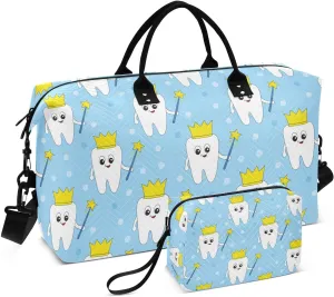Crowned Tooth Star Wand Sports Gym Bag for Women Men Travel Duffel Bag Weekend Overnight Carry on Bag with Toiletry Bag Air Travel Bag for Plane Hospital Workout Swimming Yoga