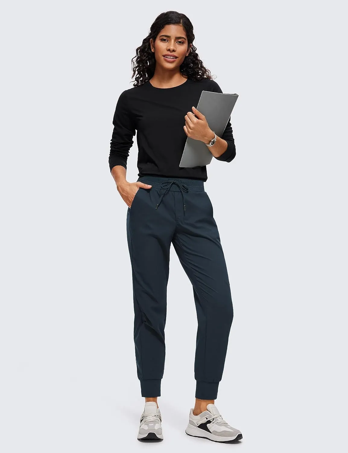 CRZ YOGA Athletic High Waisted Joggers for Women 27.5" - Lightweight Workout Travel Casual Outdoor Hiking Pants with Pockets