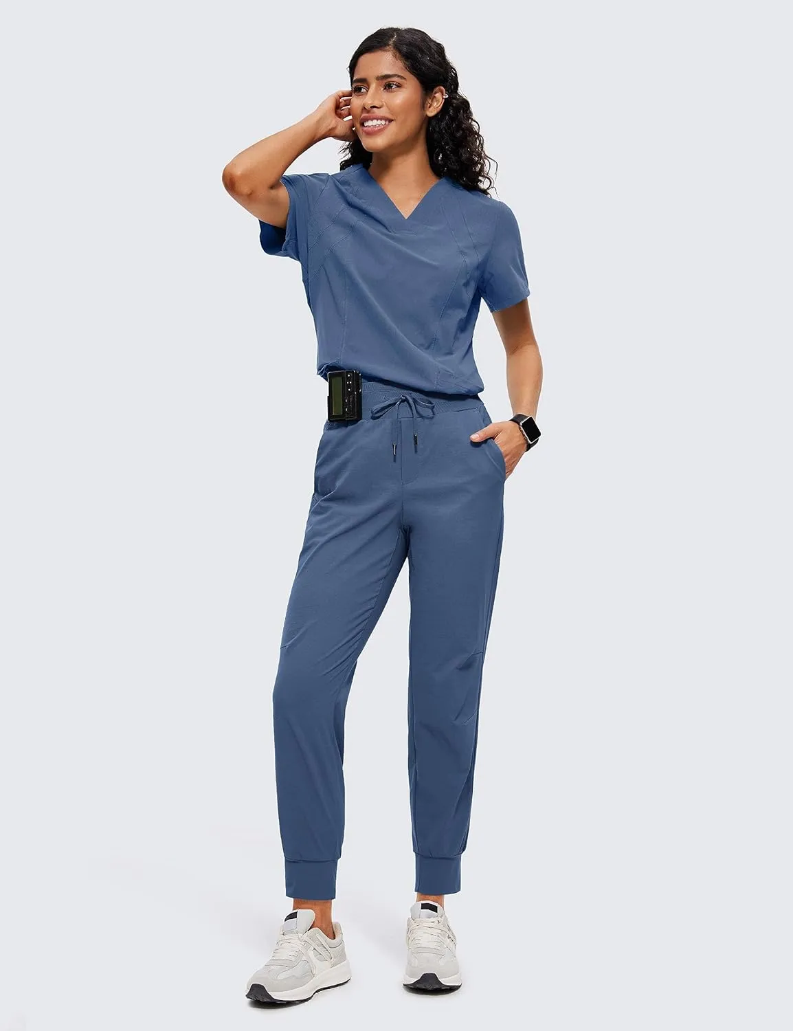 CRZ YOGA Athletic High Waisted Joggers for Women 27.5" - Lightweight Workout Travel Casual Outdoor Hiking Pants with Pockets