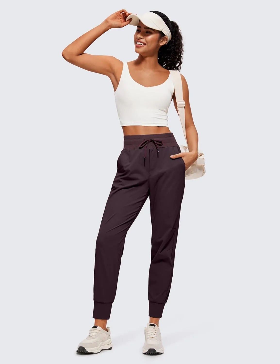 CRZ YOGA Athletic High Waisted Joggers for Women 27.5" - Lightweight Workout Travel Casual Outdoor Hiking Pants with Pockets