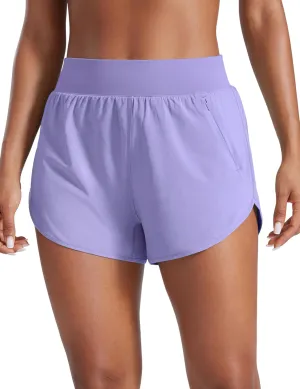 CRZ YOGA High Waisted Dolphin Shorts for Women 3" for Running Athletic Workout Gym with Zipper Pockets Liner