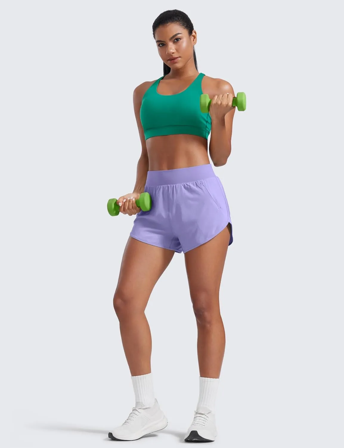 CRZ YOGA High Waisted Dolphin Shorts for Women 3" for Running Athletic Workout Gym with Zipper Pockets Liner