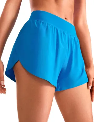 CRZ YOGA Mid Waisted Dolphin Athletic Shorts for Women 4" Lightweight High Split for Gym Workout with Liner Quick Dry