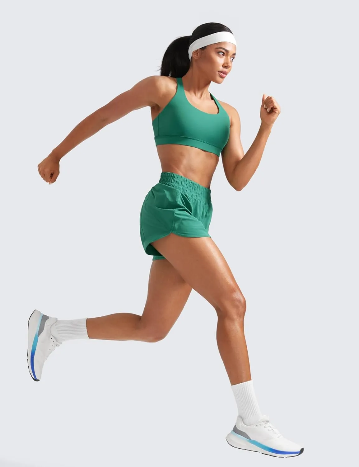 CRZ YOGA Womens High Waisted Running Shorts Mesh Liner 3'' Dolphin Quick Dry for Athletic Gym Track Workout with Zip Pocket