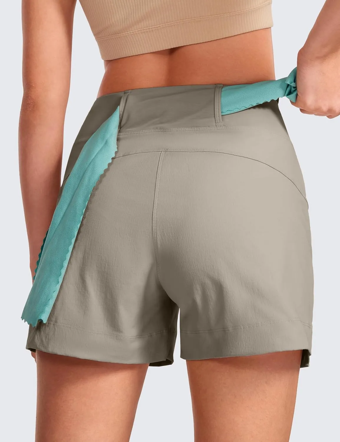 CRZ YOGA Women's Lightweight Mid Rise Hiking Shorts 4'' - Stretch for Athletic Summer Travel Outdoor Golf with Zip Pockets