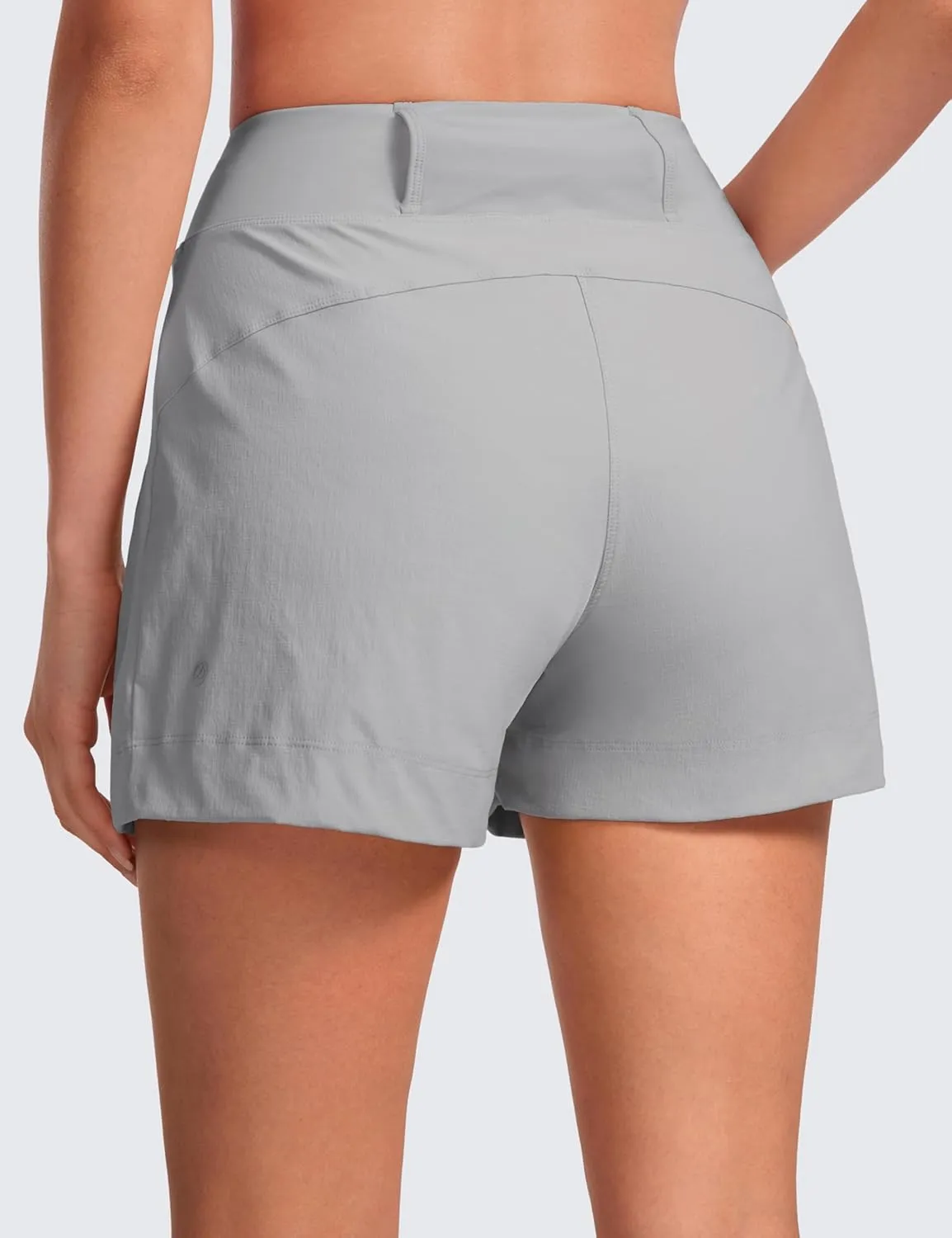 CRZ YOGA Women's Lightweight Mid Rise Hiking Shorts 4'' - Stretch for Athletic Summer Travel Outdoor Golf with Zip Pockets