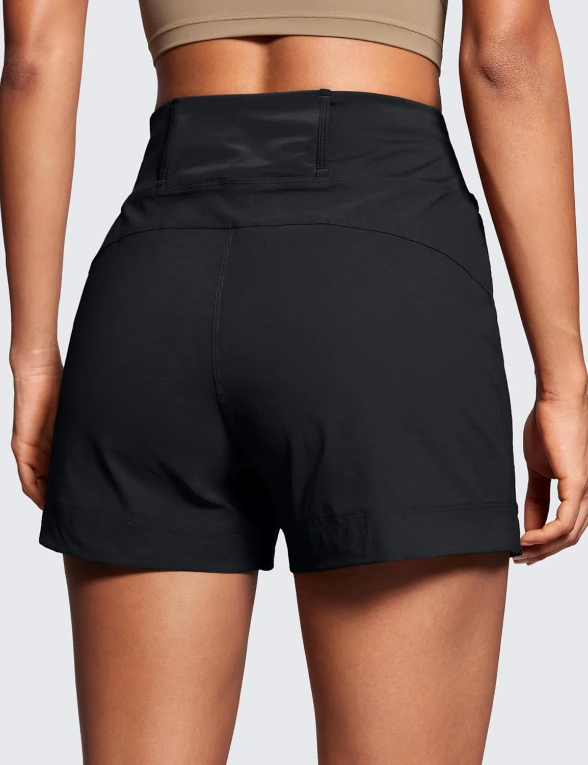 CRZ YOGA Women's Lightweight Mid Rise Hiking Shorts 4'' - Stretch for Athletic Summer Travel Outdoor Golf with Zip Pockets