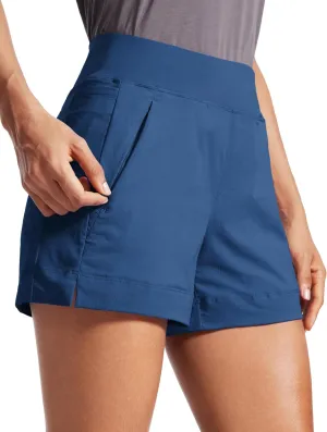 CRZ YOGA Women's Lightweight Mid Rise Hiking Shorts 4'' - Stretch for Athletic Summer Travel Outdoor Golf with Zip Pockets