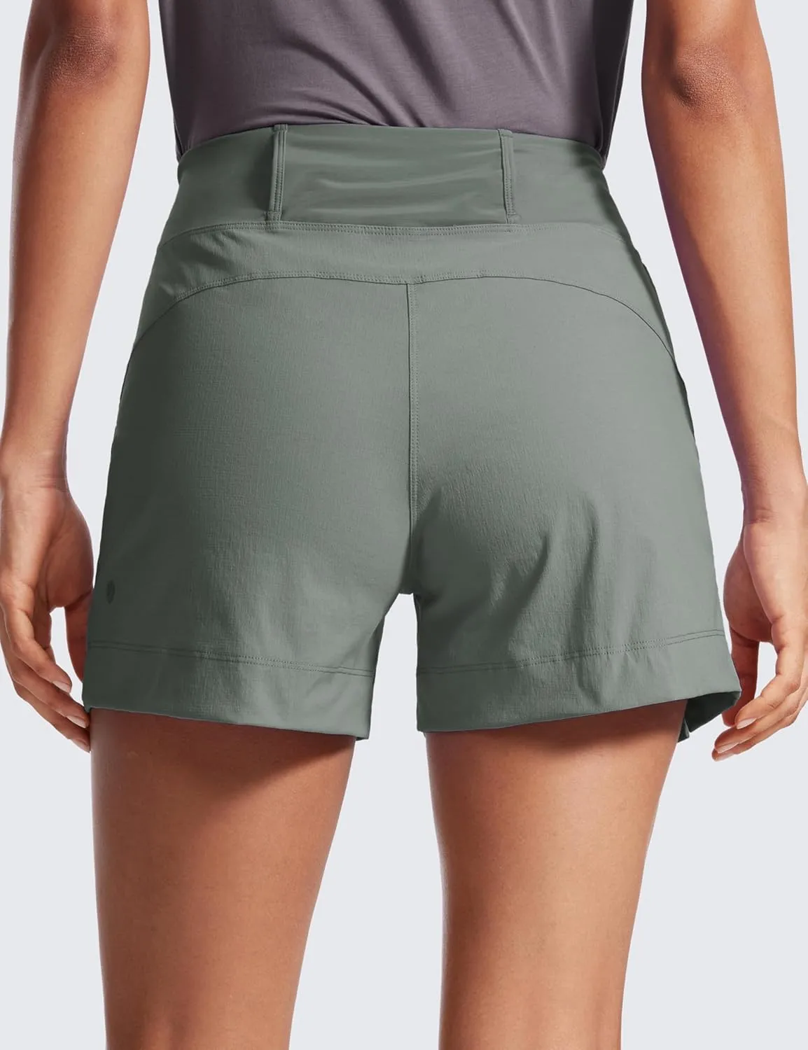 CRZ YOGA Women's Lightweight Mid Rise Hiking Shorts 4'' - Stretch for Athletic Summer Travel Outdoor Golf with Zip Pockets