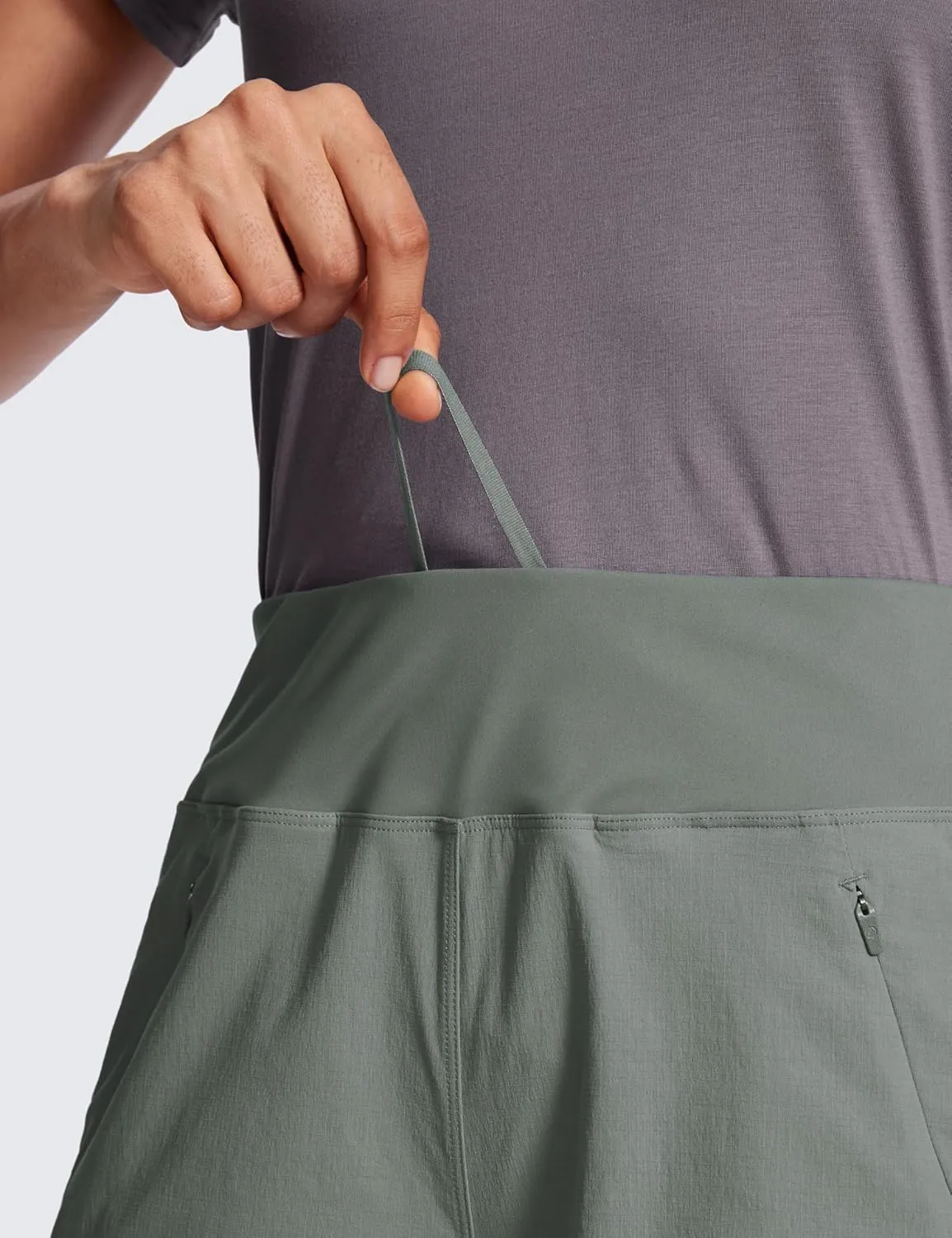 CRZ YOGA Women's Lightweight Mid Rise Hiking Shorts 4'' - Stretch for Athletic Summer Travel Outdoor Golf with Zip Pockets
