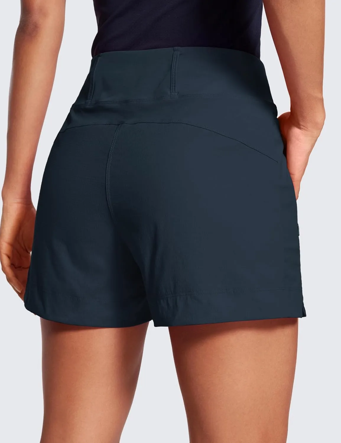 CRZ YOGA Women's Lightweight Mid Rise Hiking Shorts 4'' - Stretch for Athletic Summer Travel Outdoor Golf with Zip Pockets