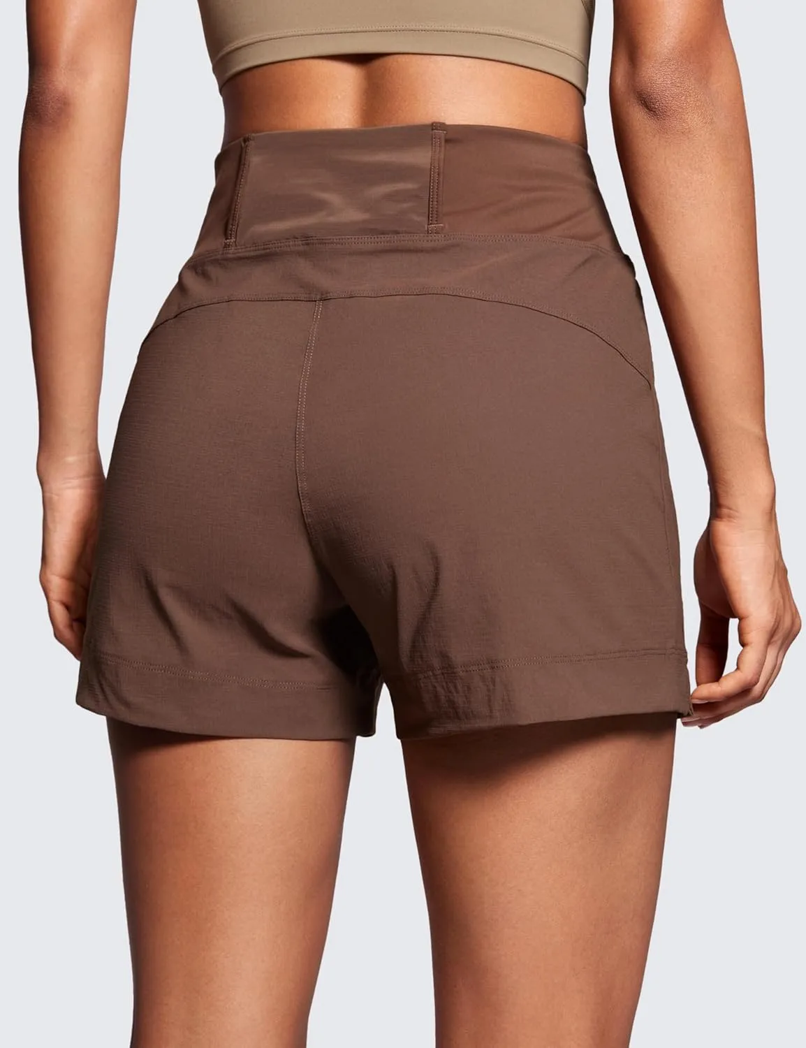 CRZ YOGA Women's Lightweight Mid Rise Hiking Shorts 4'' - Stretch for Athletic Summer Travel Outdoor Golf with Zip Pockets