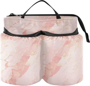 Cup Holder Bag Unique Rose Gold Luxury Marble Texture Travel Mug Holder Travel Accessories Gift Flight Attendants Businessmen Travelers maleta de