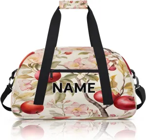 Custom Apples Small Gym Bag 18 inch for Women Men Personalized Fruit Apples Flower Carry On Overnight Weekender Bag for Travel Work Dance Sport