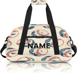 Custom Baseball Small Gym Bag 18 inch for Women Men Personalized Sports Theme Carry On Overnight Weekender Bag for Travel Work Dance Sport