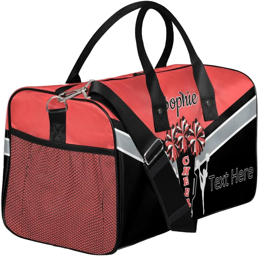 Custom Cheer Bags Sport Bag with Name for Cheerleaders, Personalized Gym Duffel Bags Personalized Cheerleading Gifts for Women Custom Travel Weekender Bag, Coral Red