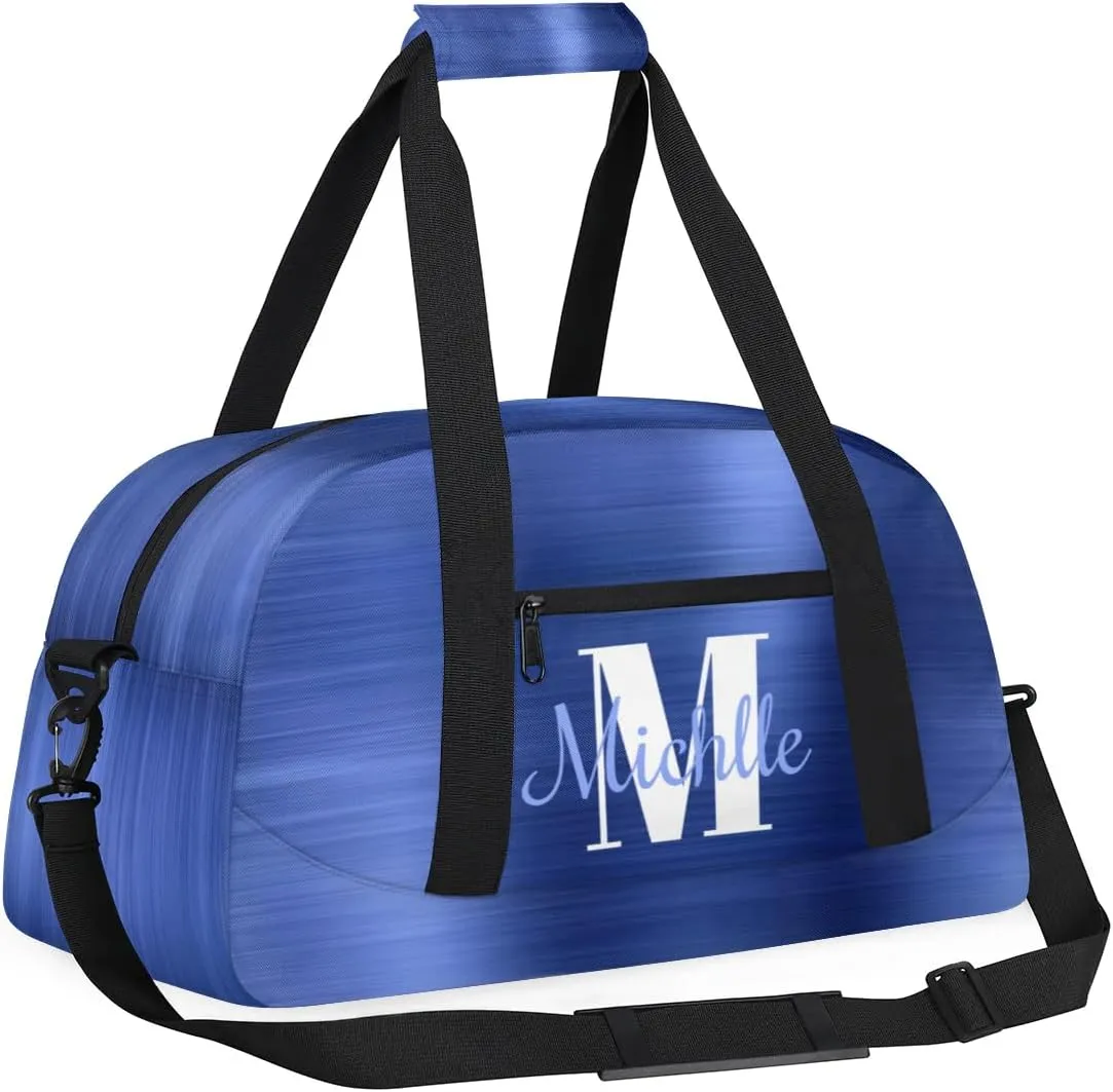 Custom Dance Bag Gymnastics Bag for Girl, Personalized Duffel Bag Sport Gym Bag Carry On Weekender Travel Bag Gift for Girl Boys Glitter Blue Drips