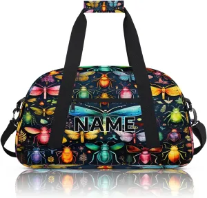 Custom Dragonfly Butterfly Small Gym Bag 18 inch for Women Men Personalized Animals Carry On Overnight Weekender Bag for Travel Work Dance Sport