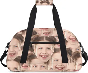 Custom Gym Bag with Face Picture, Personalized Cute Sports Duffel Bag, Waterproof Lightweight Shoulder Weekender Bag, Travel Bag, Carry on Training Bag for Women Men