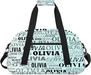 Custom Kids Duffel Bag with Your Name Lightweight Waterproof Personalized Sports Gym Bag with Front Zipper Pocket Foldable Weekender Overnight Bag for School Practice Gymnastic Ballet Gradient Clouds