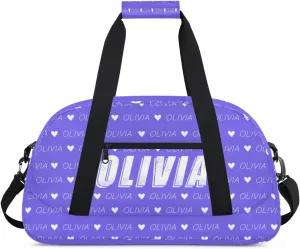 Custom Kids Duffel Bags Personalized Sport Gym Bag with Adjustable & Removable Shoulder Strap Lightweight Overnight Weekender Bag for Boys Girls Travel Sport School(Medium Blue)